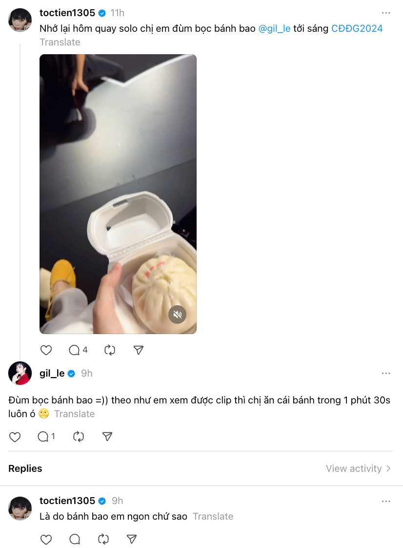 Gil Lê trêu Tóc Tiên ăn khỏe dù ghi hình xuyên đêm vô cùng mệt. Gil Lê trêu Tóc Tiên ăn khỏe dù ghi hình xuyên đêm vô cùng mệt.