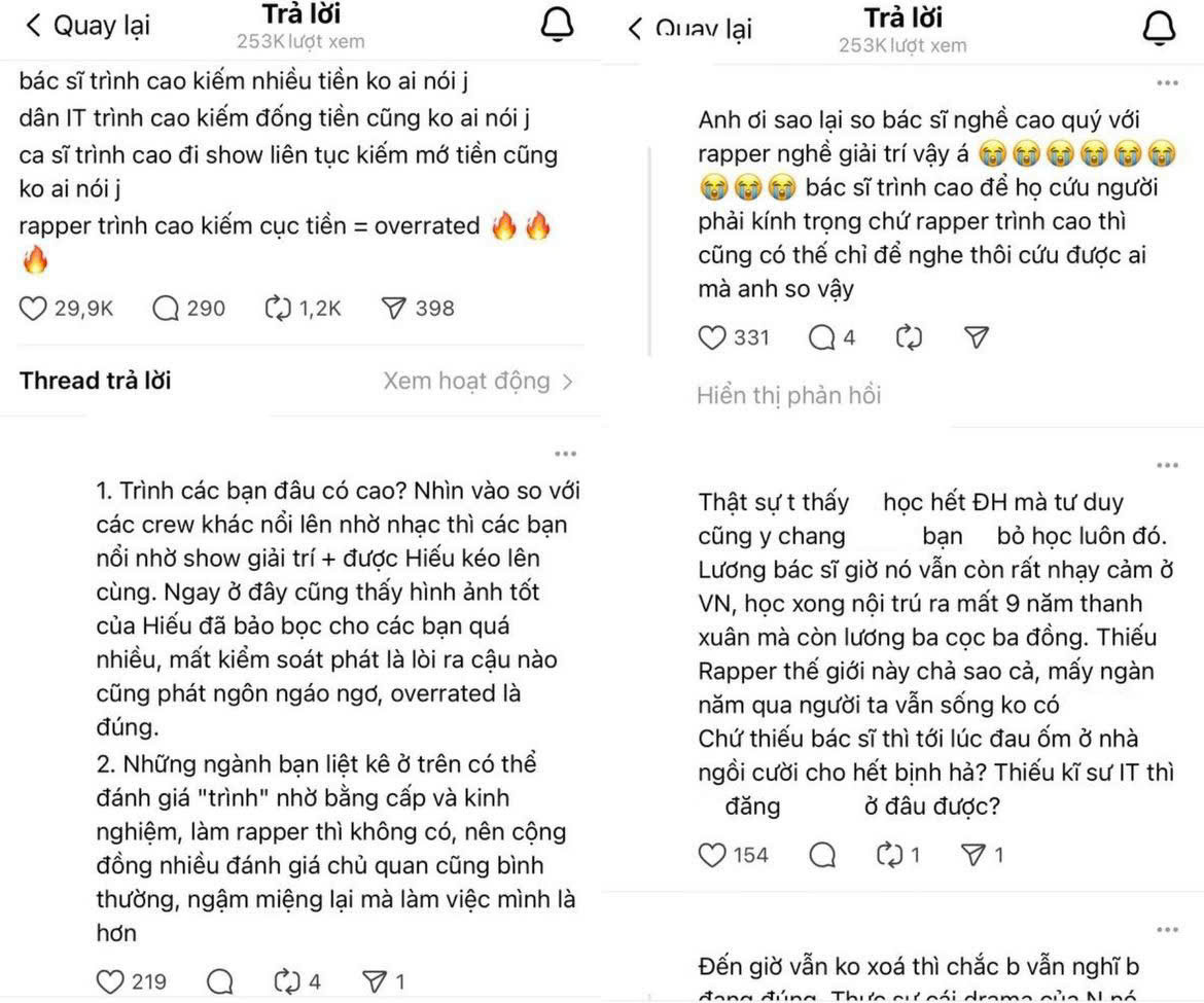 Nhiều luồng ý kiến tranh cãi xoay quanh lối so sánh của HURRYKNG, "thêm dầu" vào cuộc tranh luận vốn đã nóng quanh bài rap Trình. Nhiều luồng ý kiến tranh cãi xoay quanh lối so sánh của HURRYKNG, "thêm dầu" vào cuộc tranh luận vốn đã nóng quanh bài rap Trình.