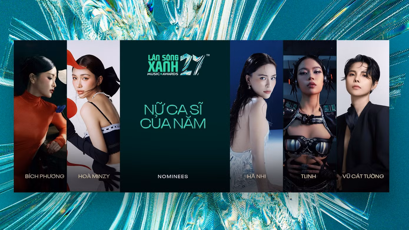Đề cử Nữ ca sĩ của năm gồm Bích Phương, Hòa Minzy, Hà Nhi, tlinh, Vũ Cát Tường.