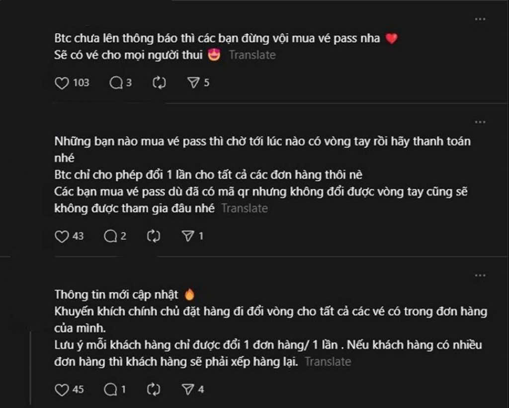 Đây cũng là lời nhắc nhở nhẹ nhàng với các fan rằng không nên mua vé pass dưới bất kỳ hình thức nào.