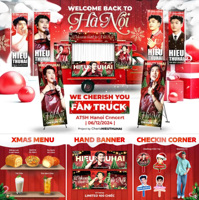 &quot;Trên chặng đường tiếp sức cho concert ATSH D-3 Hà Nội, LGs (FC HIEUTHUHAI) tiếp tục mang đến chiếc Fantruck tràn ngập hơi thở Giáng sinh dành cho HIEUTHUHAI&quot; - đại diện FC HIEUTHUHAI chia sẻ. Ảnh: CherisHIEUTHUHAI