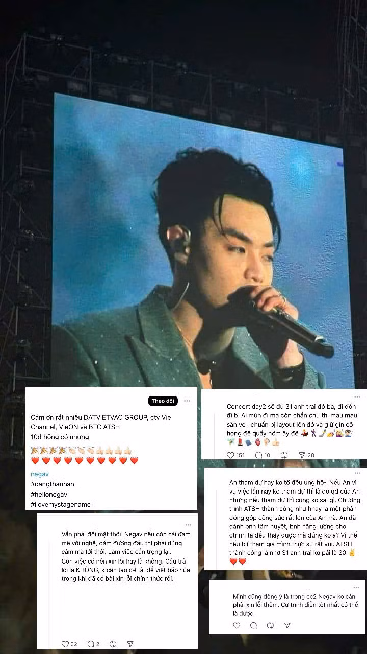 Nhiều ý kiến cho rằng Negav nên xuất hiện tại Concert để xin lỗi trực tiếp khán giả.