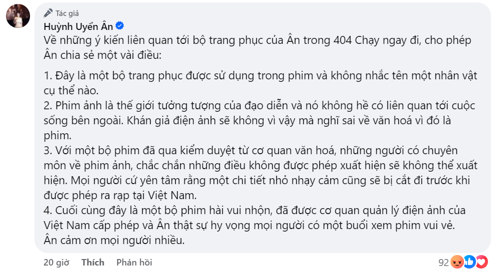Dù cô đưa ra giải thích nhưng nhiều khán giả vẫn không chấp nhận.