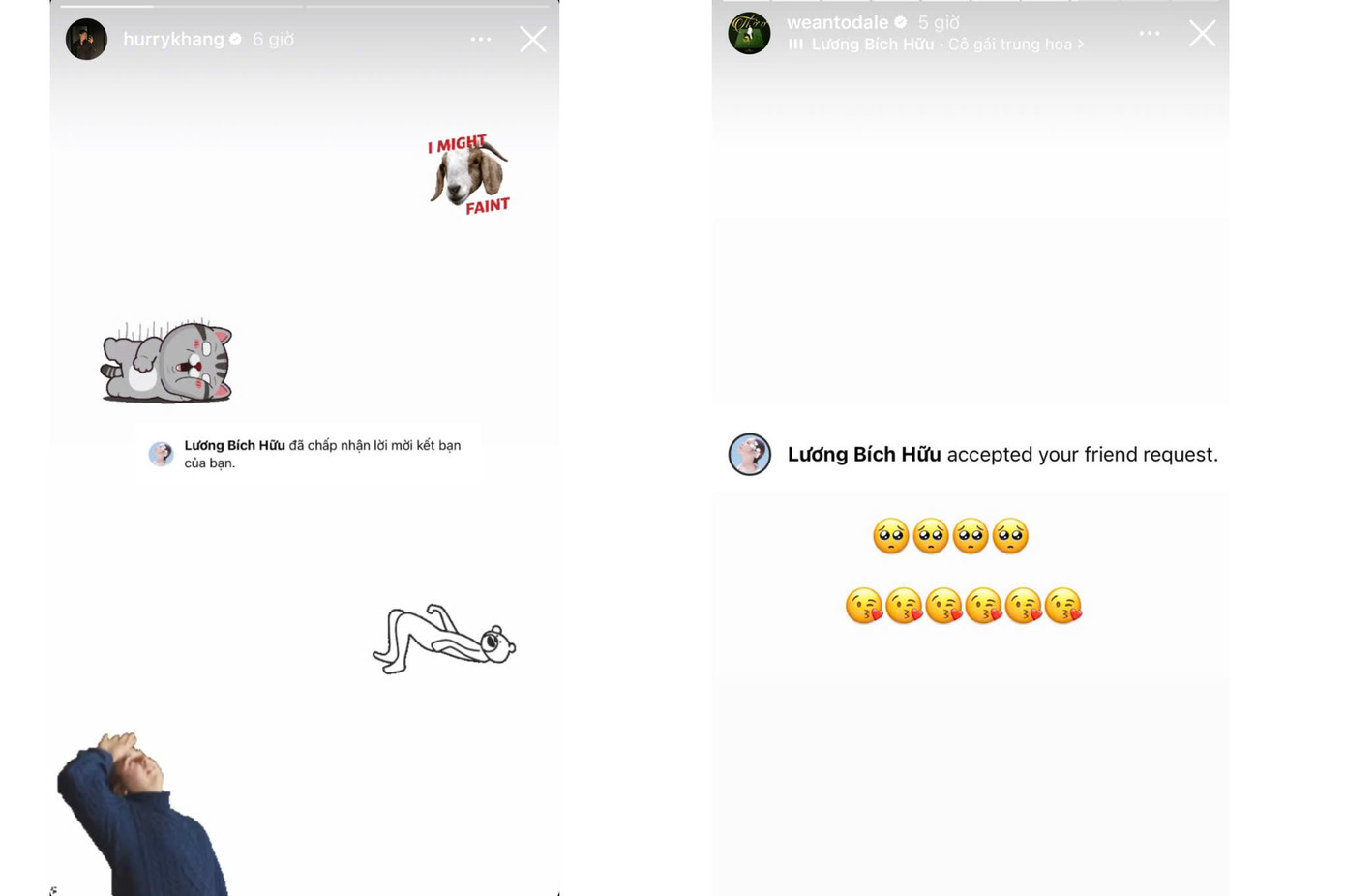 HURRYKNG, WEAN LE hạnh phúc vì được thần tượng Lương Bích Hữu đồng ý kết bạn. HURRYKNG, WEAN LE hạnh phúc vì được thần tượng Lương Bích Hữu đồng ý kết bạn.