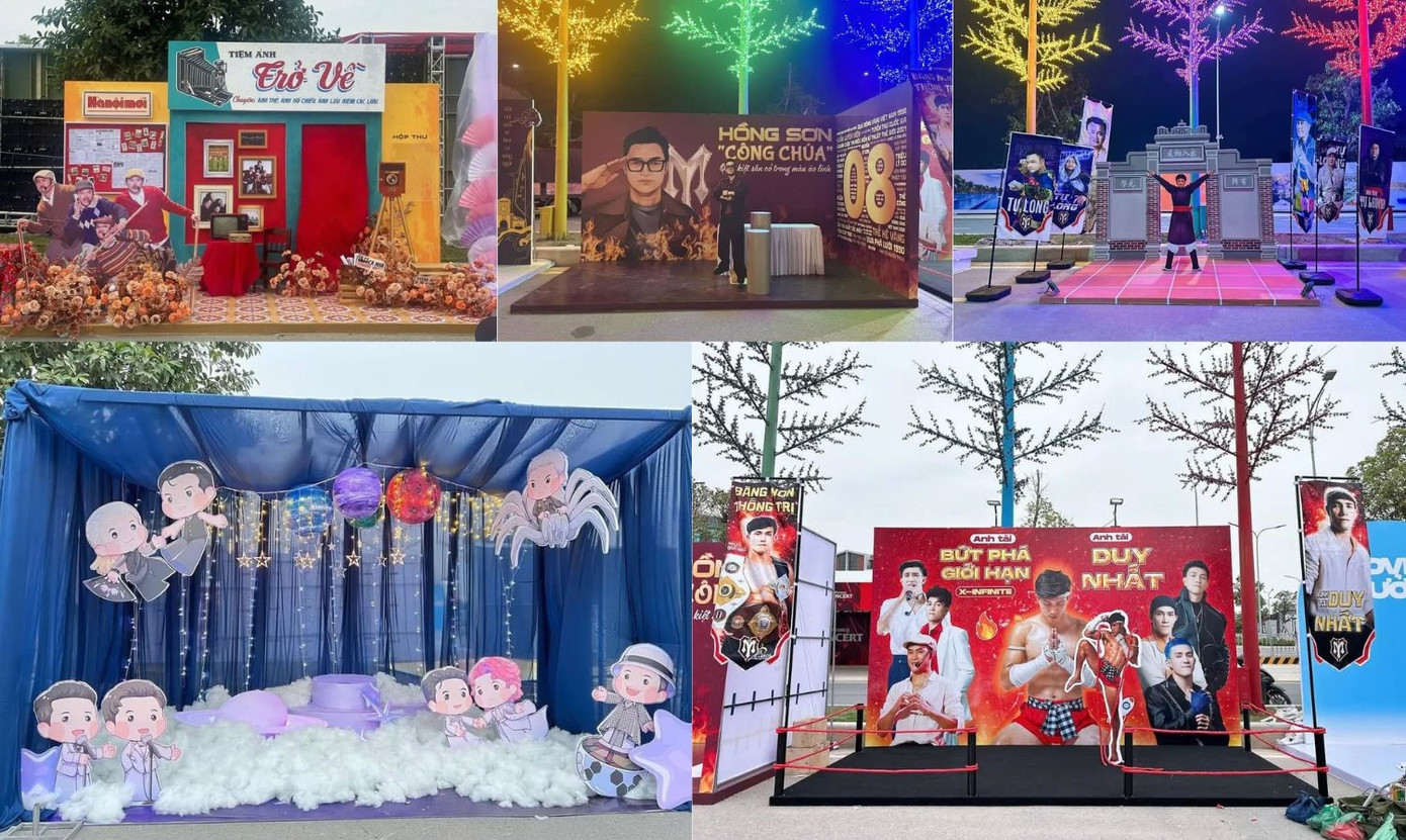 Hàng dài photobooth của dàn "anh tài" được dựng hoành tráng dọc lối vào sân khấu concert ATVNCG. Hàng dài photobooth của dàn "anh tài" được dựng hoành tráng dọc lối vào sân khấu concert ATVNCG.