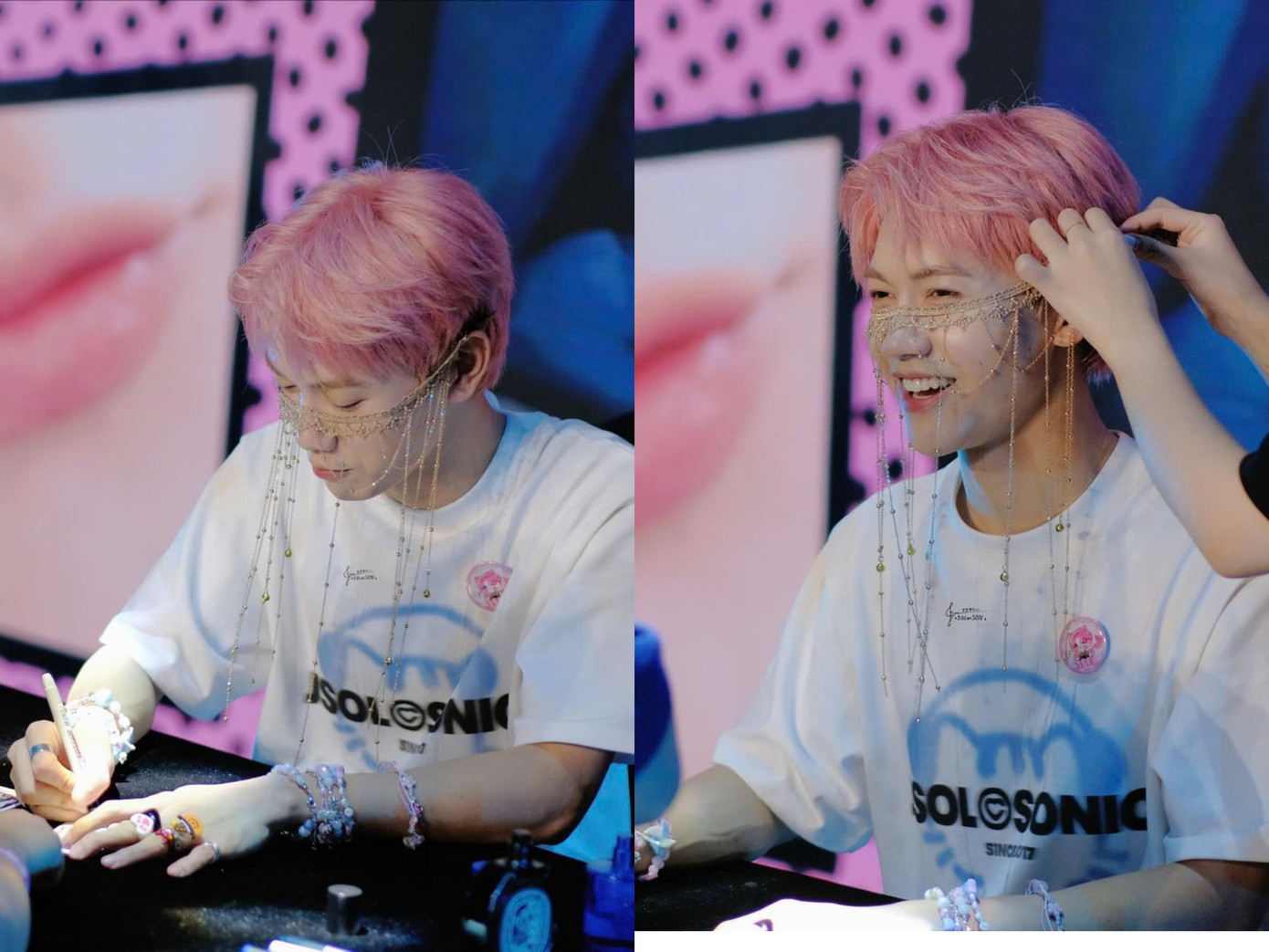 Bức ảnh JSOL đẹp hệt như “nam thần xứ Kim chi” cùng phụ kiện face chain. Bức ảnh JSOL đẹp hệt như “nam thần xứ Kim chi” cùng phụ kiện face chain.