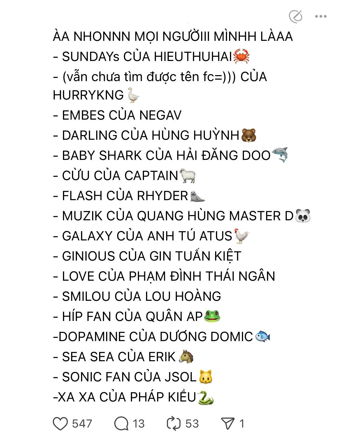 Những cái tên “độc lạ” được ra đời, được dùng để “đánh dấu chủ quyền” từng FC. Những cái tên “độc lạ” được ra đời, được dùng để “đánh dấu chủ quyền” từng FC.
