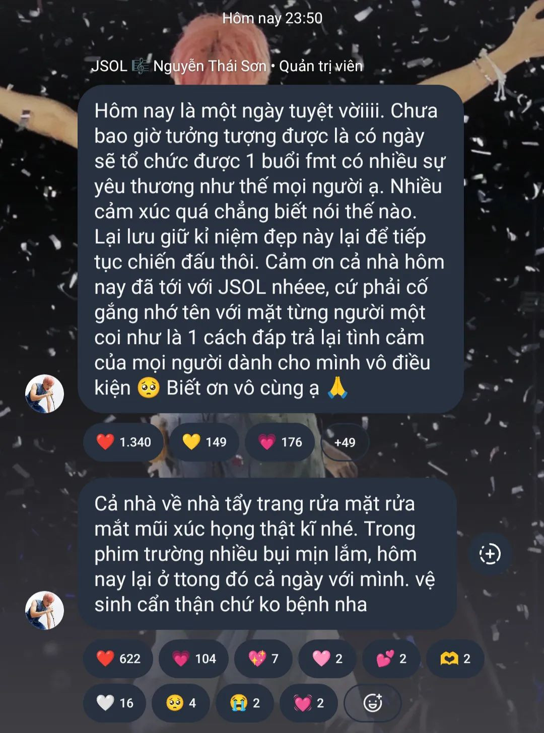 JSOL lo lắng cho fan từng chút một, căn dặn kĩ càng ngay cả khi fan meeting đã kết thúc.