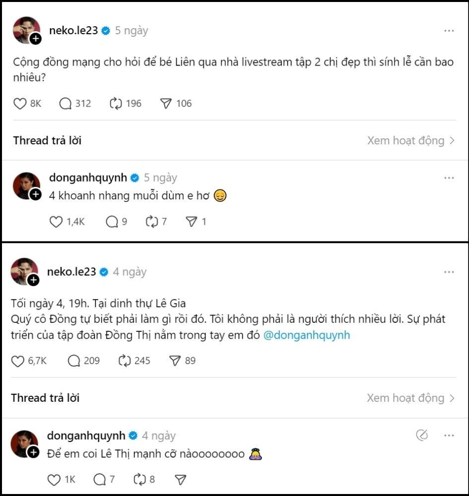 Neko Lê "chiếm sóng" với loạt "tiểu phẩm couple" cùng Đồng Ánh Quỳnh. Ảnh: Threads @neko.le23 Neko Lê "chiếm sóng" với loạt "tiểu phẩm couple" cùng Đồng Ánh Quỳnh. Ảnh: Threads @neko.le23