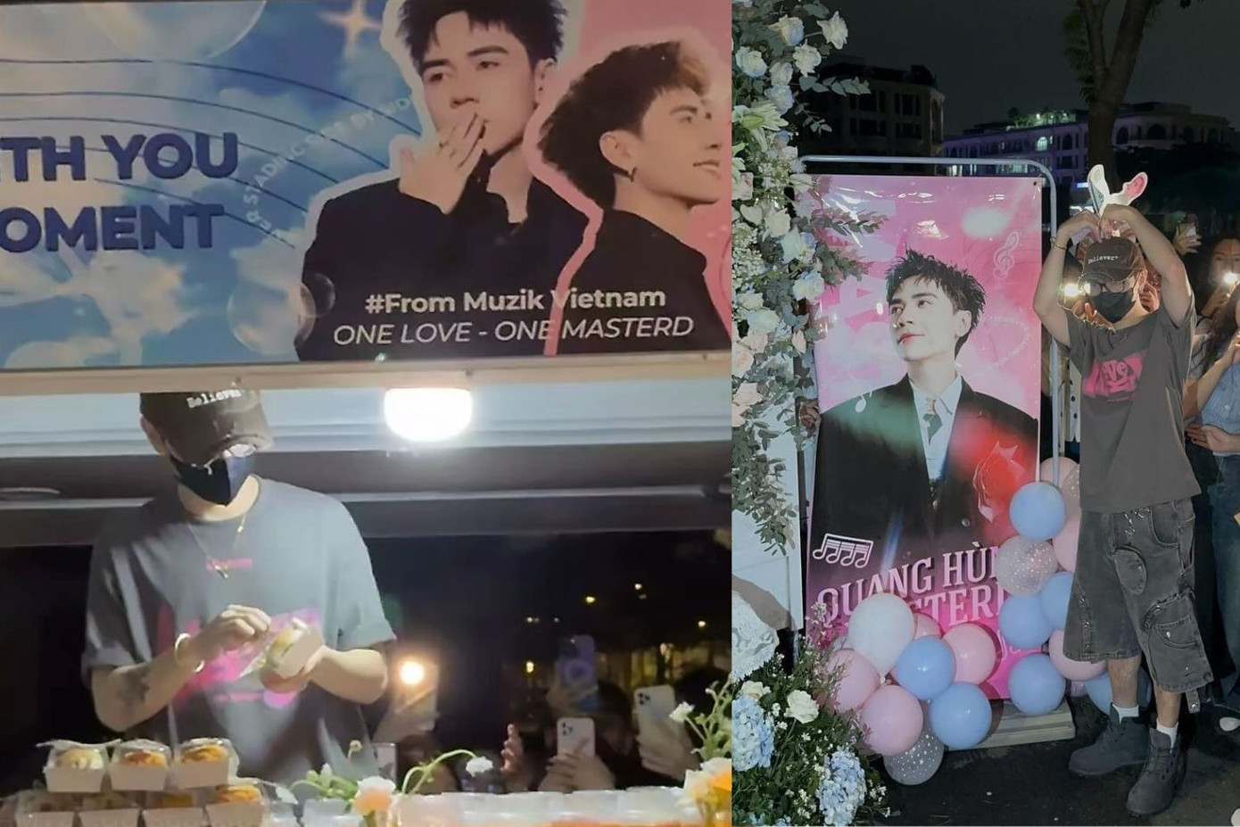 Quang Hùng MasterD còn đích thân gửi nước tặng khán giả. Ảnh: @alibaba_va40tencuopp Quang Hùng MasterD còn đích thân gửi nước tặng khán giả. Ảnh: @alibaba_va40tencuopp