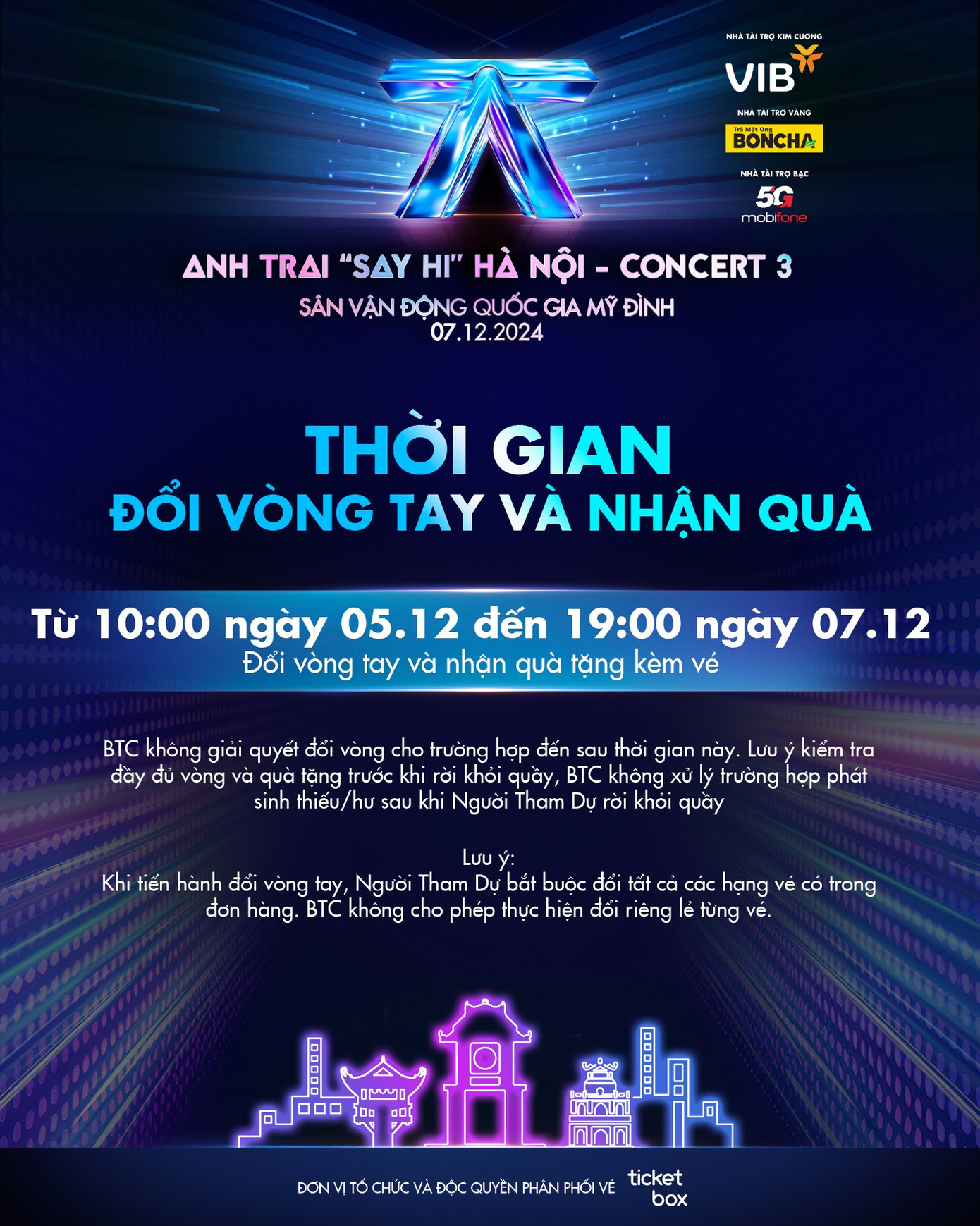 Concert D-3 bất ngờ chuyển hình thức check-in sang vòng vé kết hợp với quét mã điện tử.