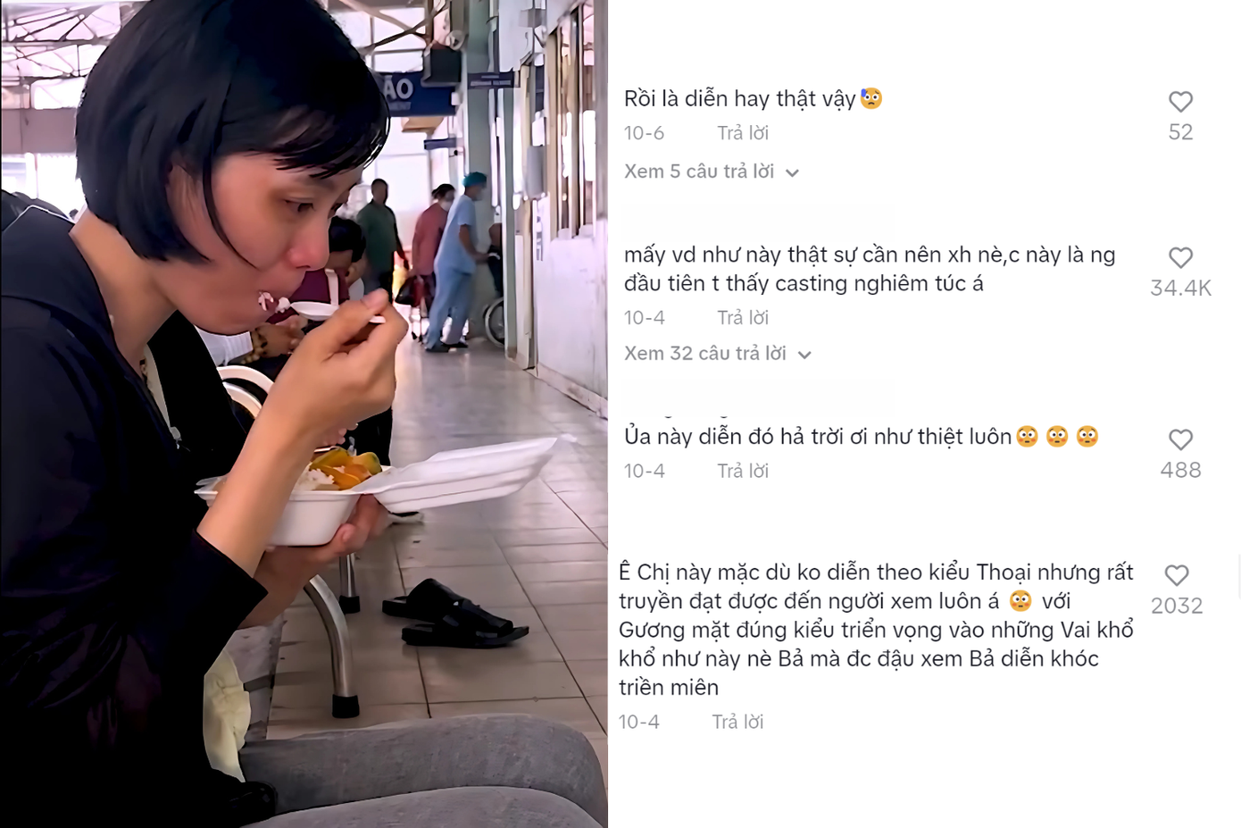 Nhiều bình luận khen diễn xuất của tài khoản TikTok quyenhua.vietnam.