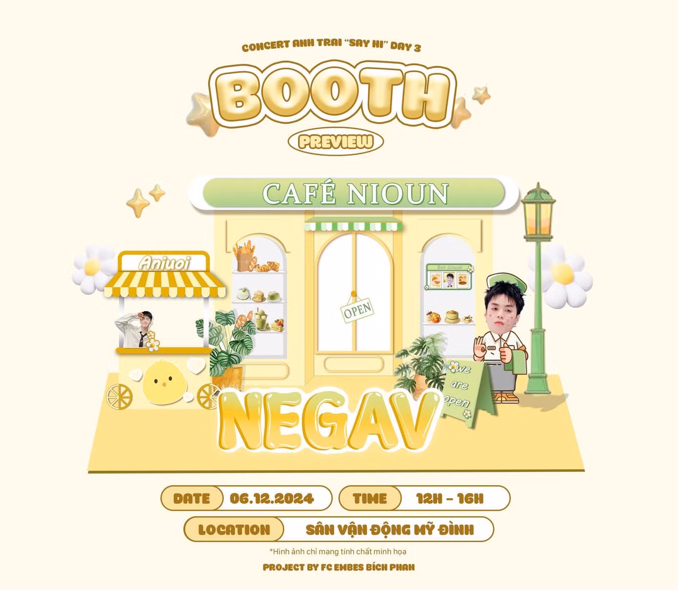 Cùng với food truck, FC còn "khai trương" chiếc photobooth với chủ đề "Tiệm cafe Nioun".