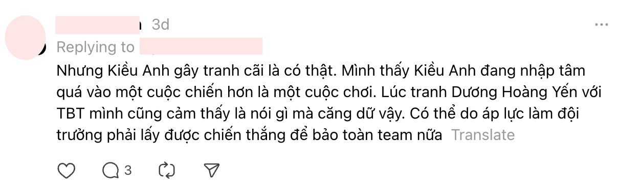 Người xem cho rằng Kiều Anh có sự hiếu chiến và dễ gây hiểu lầm.