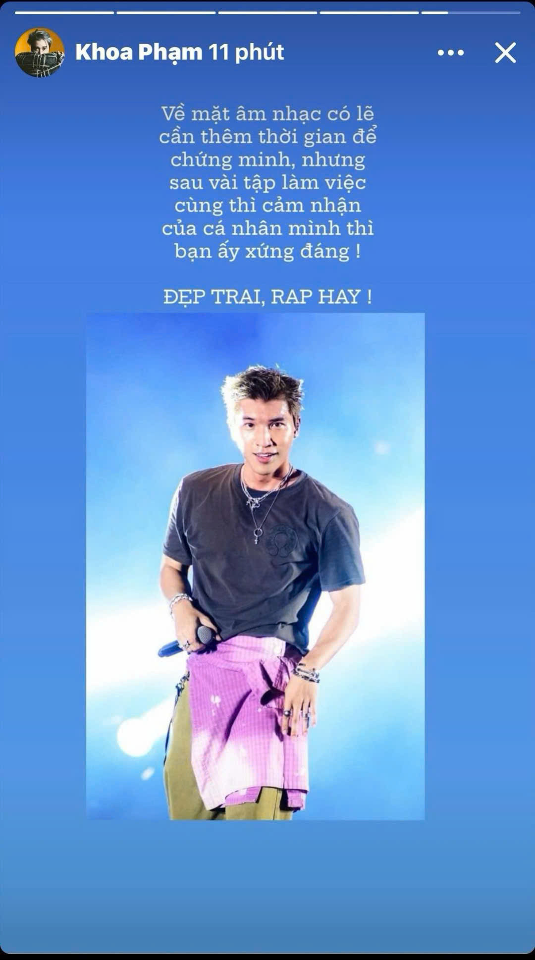 Karik dành lời khen cho HIEUTHUHAI sau quá trình làm việc cùng nhau. Karik dành lời khen cho HIEUTHUHAI sau quá trình làm việc cùng nhau.