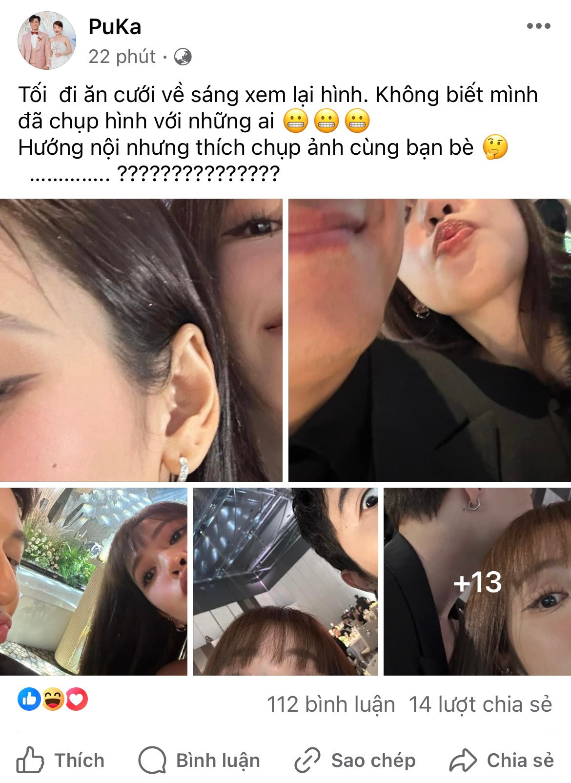 Về phần Puka, nữ diễn viên chia sẻ loạt khoảnh khắc cùng dàn khách mời nhưng "không biết mình đã chụp với những ai". Về phần Puka, nữ diễn viên chia sẻ loạt khoảnh khắc cùng dàn khách mời nhưng "không biết mình đã chụp với những ai".