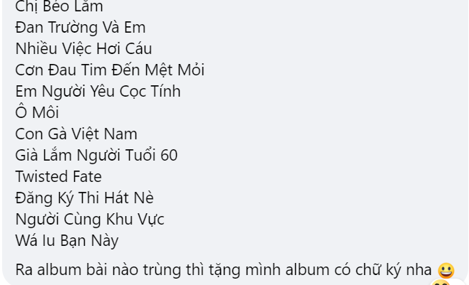 Khán giả còn tranh thủ cơ hội "lập kèo" nhận album nếu đoán đúng tên bài hát.