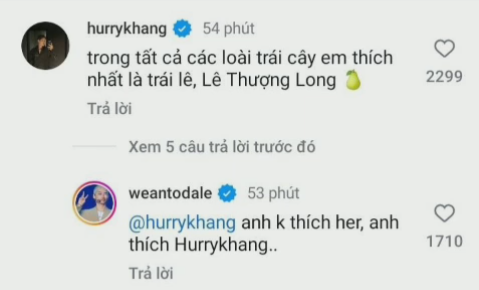 thì HURRYKNG bắt trend với câu nói: &quot;Trong tất cả các loại trái cây, em thích nhất trái lê, Lê Thượng Long&quot;.