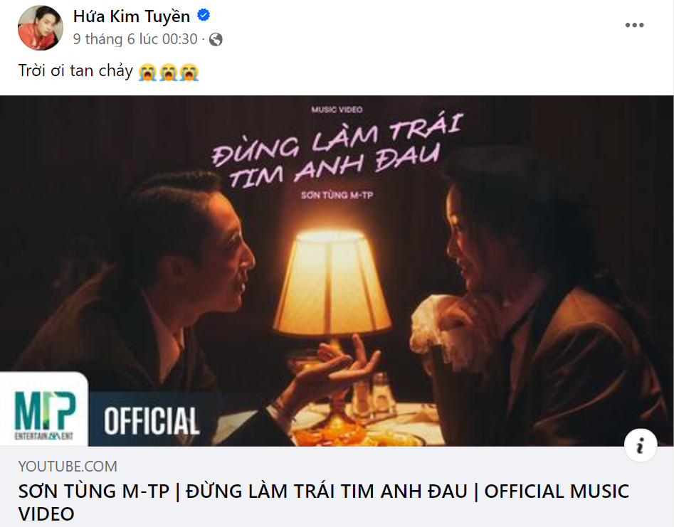 Hứa Kim Tuyền tan chảy trước MV "kẹo ngọt" của Sơn Tùng.