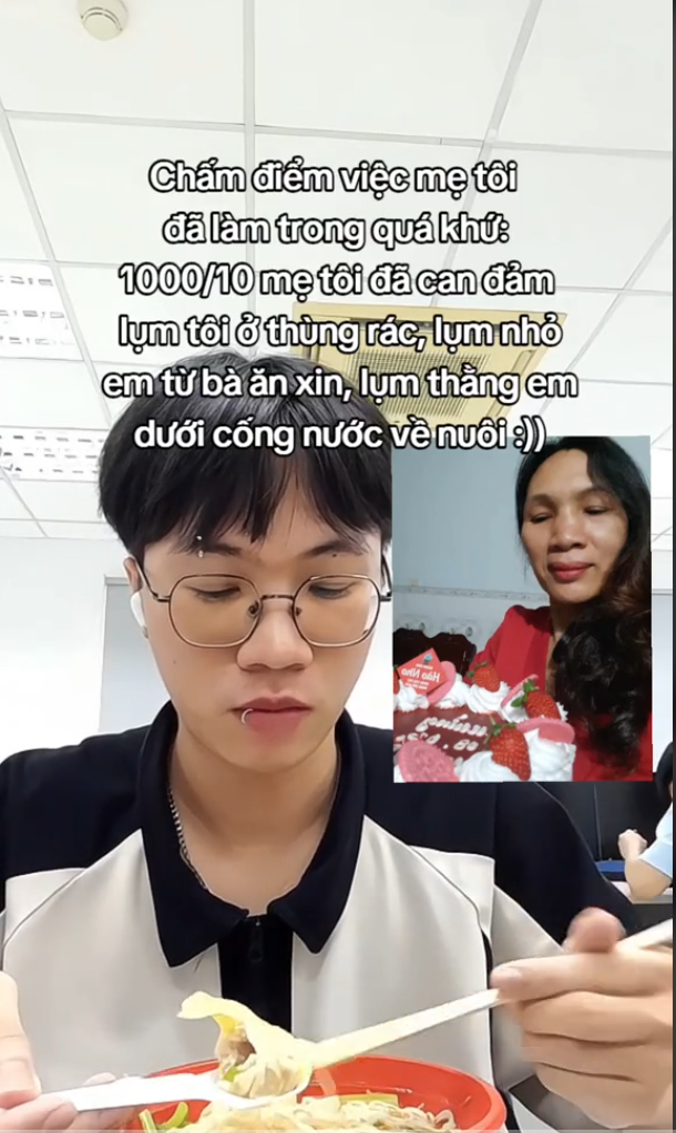 Anh chàng thể hiện tình yêu dành cho mẹ bằng số điểm 1000/10. Nguồn: @nampenne