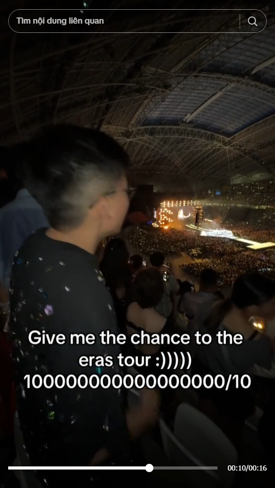 Một tài khoản chia sẻ về kỷ niệm được phụ huynh tạo điều kiện đi xem concert The Eras Tour của Taylor Swift. Nguồn: @giakhienn2005
