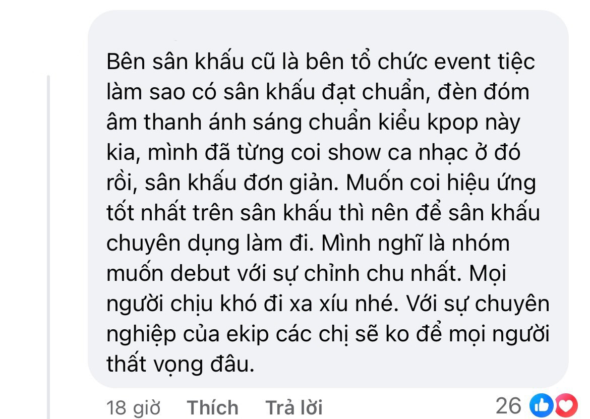 Fan thông cảm vì ê-kíp chỉ muốn mang đến trải nghiệm tốt nhất cho khán giả.