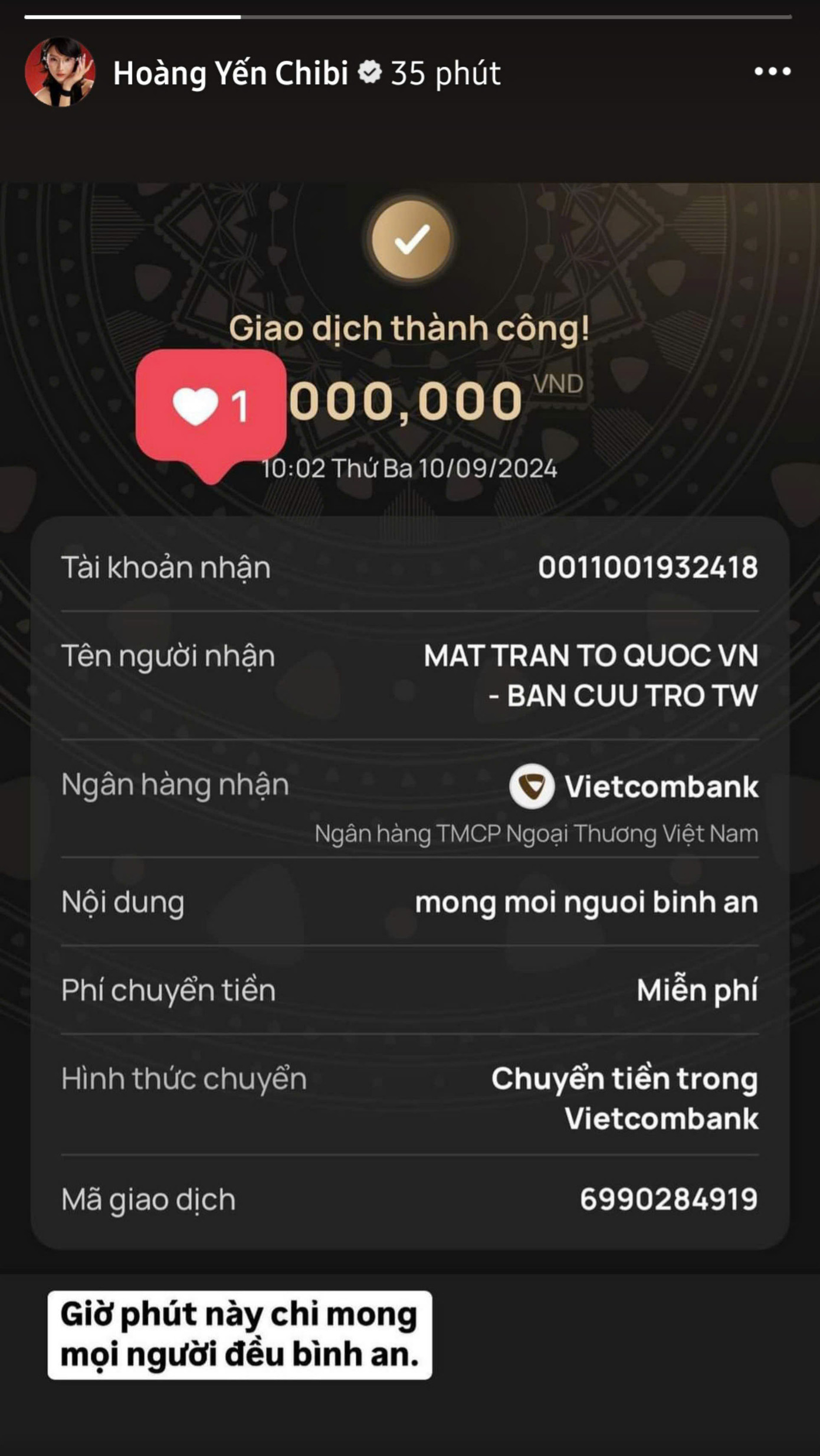 Hoàng Yến Chibi đồng hành cùng người dân vùng bão lũ.