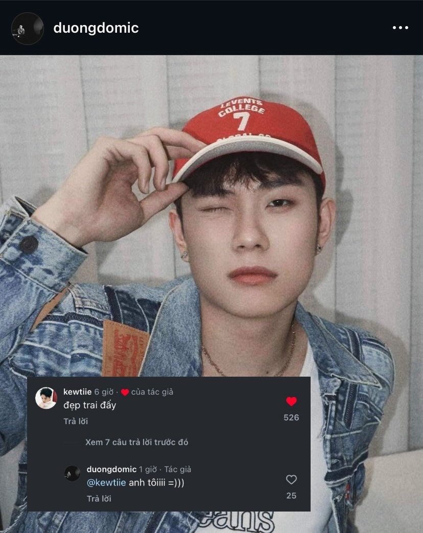 Kewtiie cũng rất chăm tương tác cùng Dương Domic thời gian gần đây.