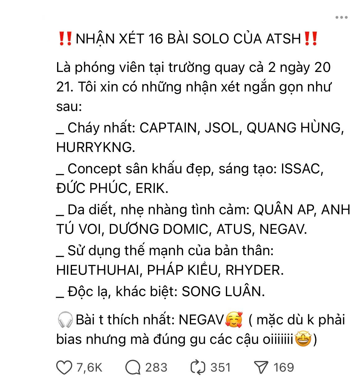 Nhiều khán giả đi xem trực tiếp đưa ra nhận xét về những màn trình diễn, điểm chung là đều đánh giá các nghệ sĩ “cân tài cân sức” vì ai cũng có những thế mạnh riêng.