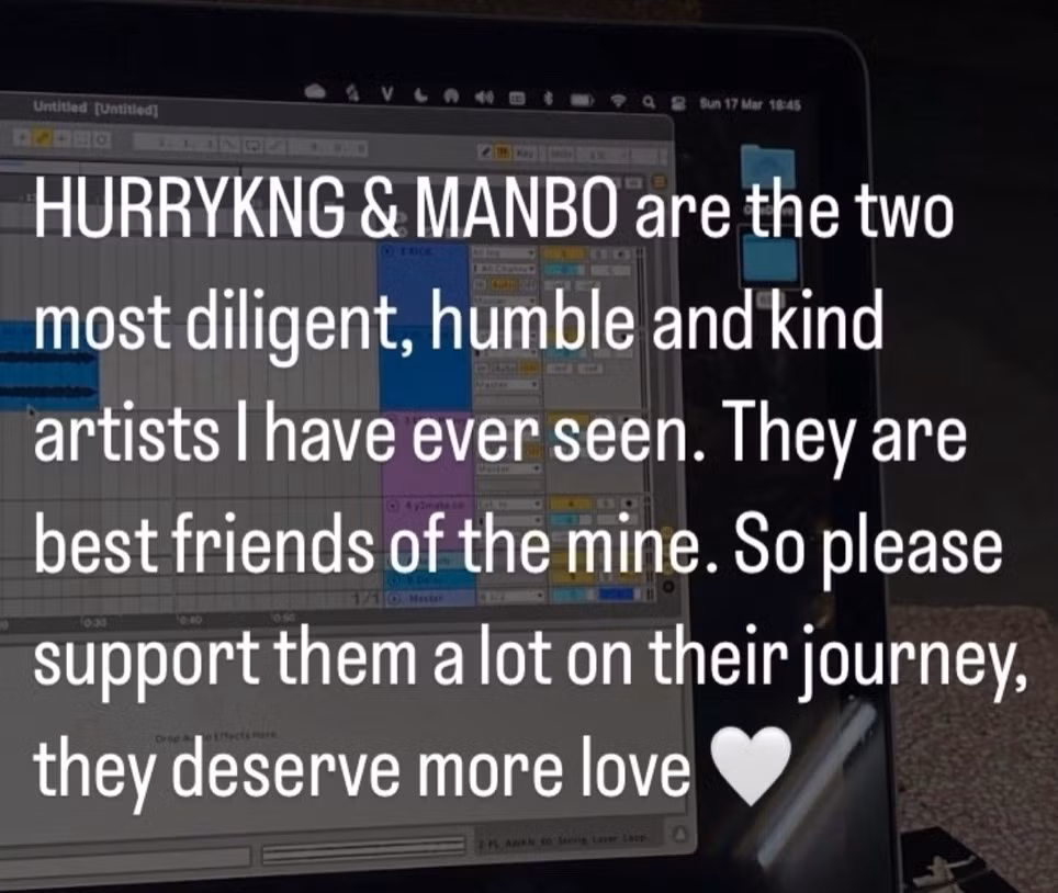 REX bày tỏ sự mến mộ đến HURRYKNG và MANBO, hi vọng người hâm mộ sẽ ủng hộ hai thành viên này trên chặng đường sắp tới.
