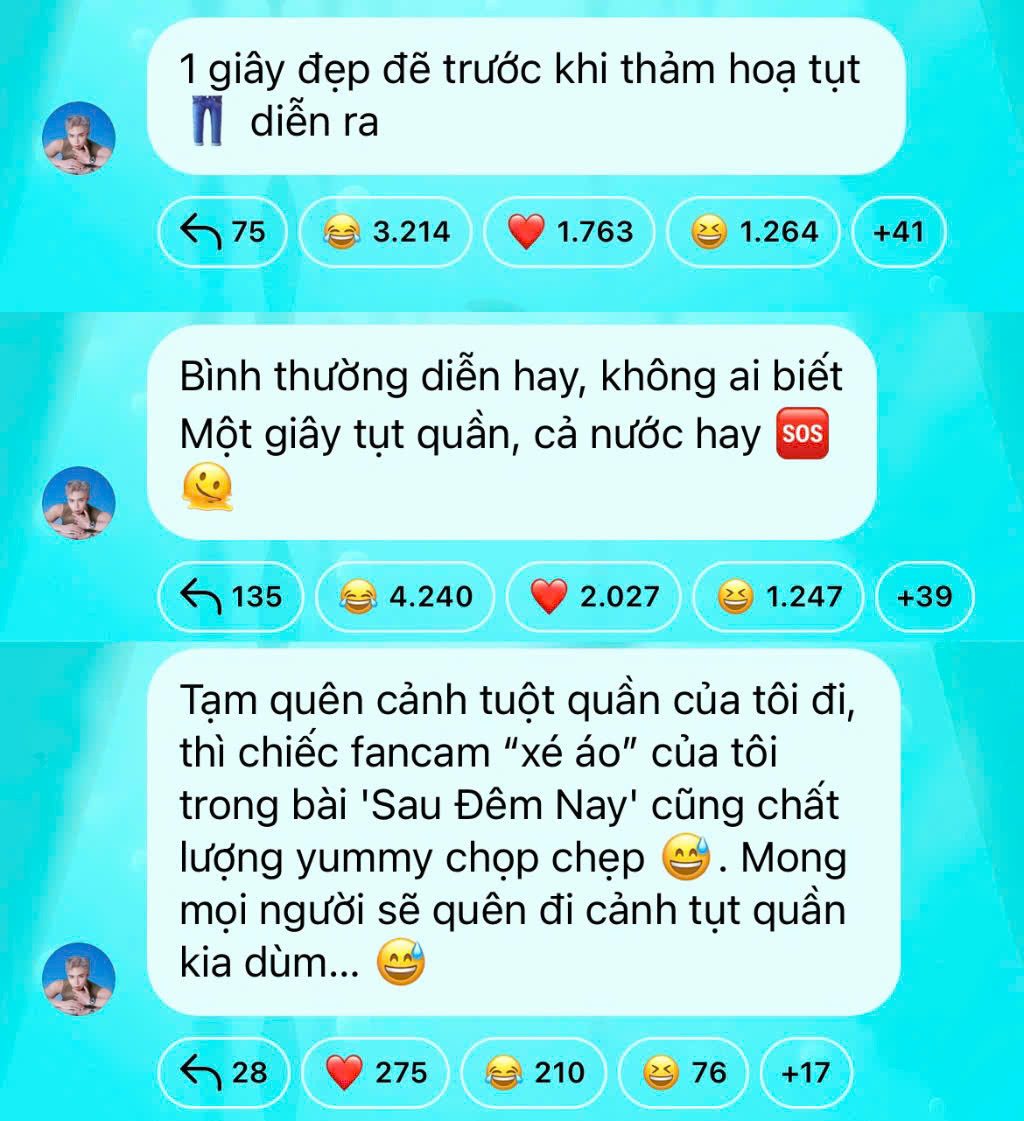 Nam ca sĩ cầu xin cộng đồng mạng hãy "xóa ký ức" về khoảnh khắc ấy. Nam ca sĩ cầu xin cộng đồng mạng hãy "xóa ký ức" về khoảnh khắc ấy.