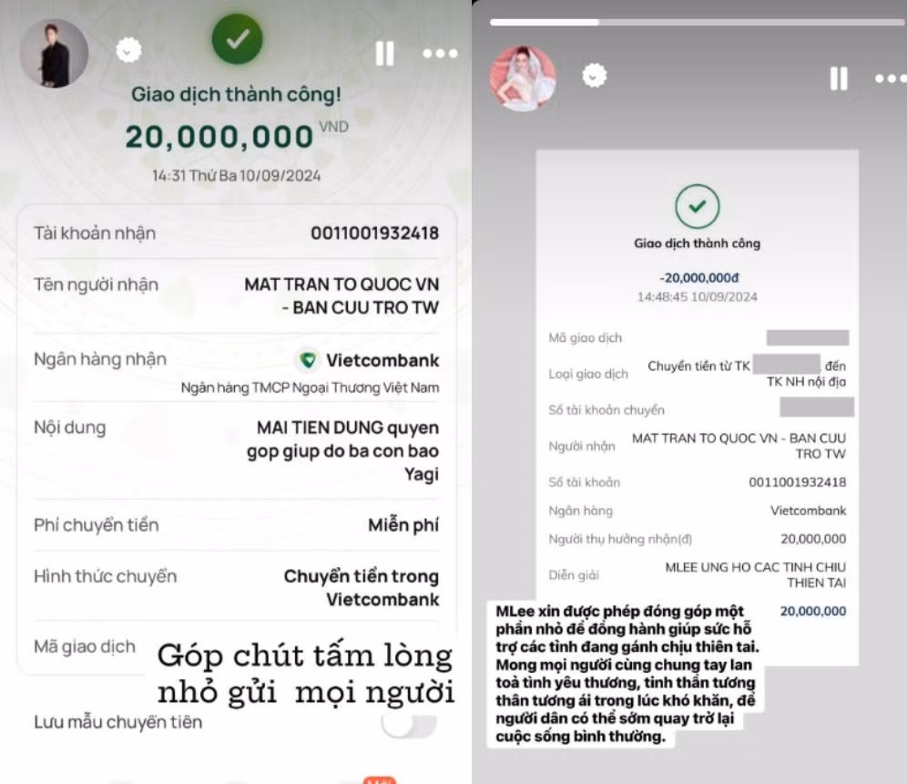 Ca sĩ Mai Tiến Dũng, MLee hỗ trợ bà con.