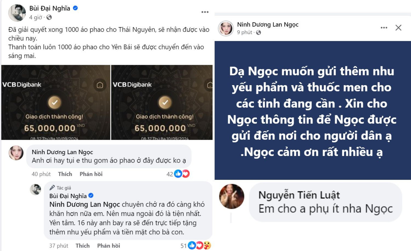 MC Đại Nghĩa, Ninh Dương Lan Ngọc chuẩn bị áo phao, thuốc men gửi cho bà con.