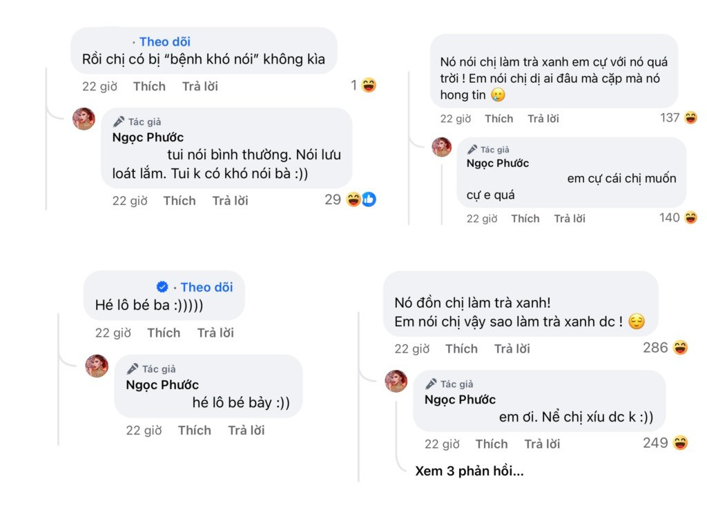 Cô cũng đính chính thêm về việc bị gọi là “trà xanh” ở bên dưới phần bình luận.