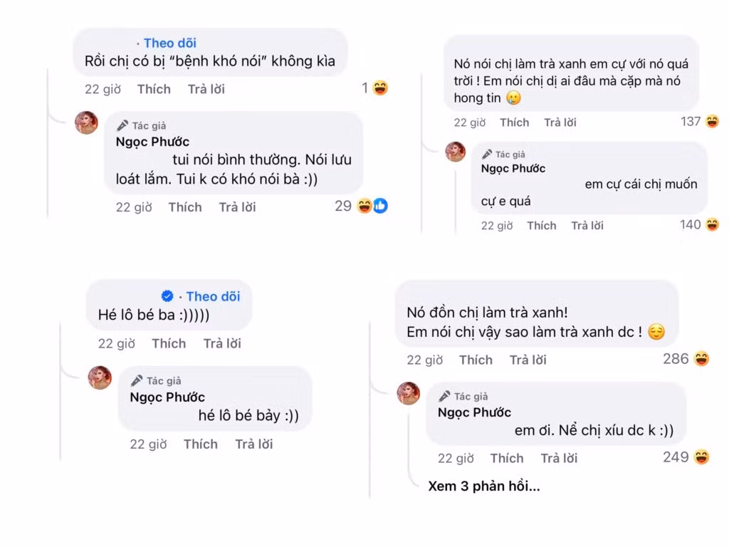 Cô cũng đính chính thêm về việc bị gọi là “trà xanh” ở bên dưới phần bình luận.