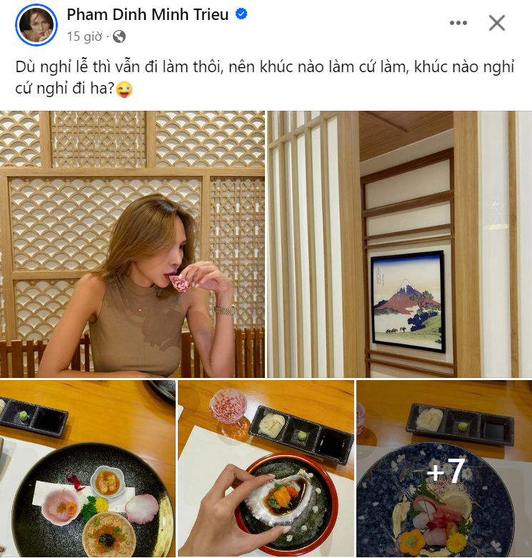 Minh Triệu vừa làm việc vừa tranh thủ nghỉ lễ.