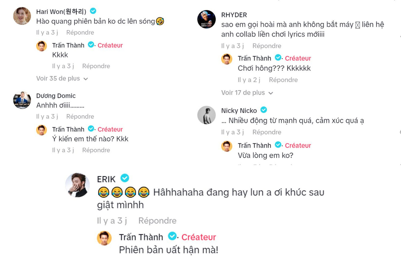 Trấn Thành và 1000 cuộc gọi từ các "anh trai" sau "phiên bản cover đa vũ trụ". Trấn Thành và 1000 cuộc gọi từ các "anh trai" sau "phiên bản cover đa vũ trụ".