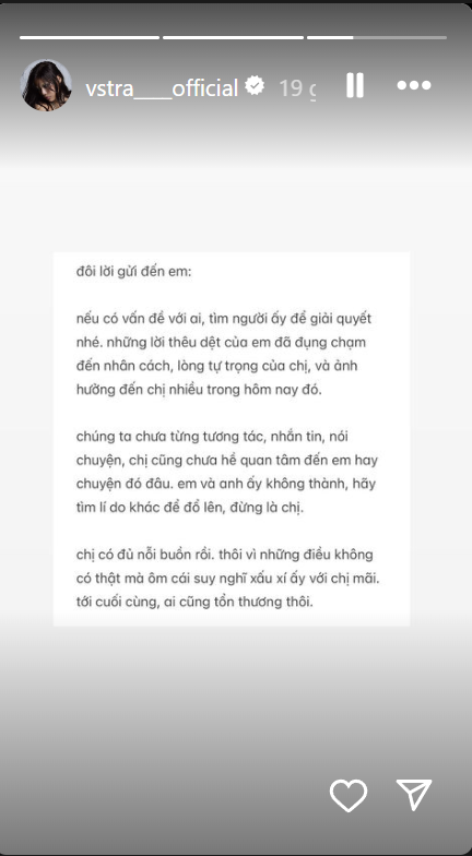 VSTRA đăng tải dòng tâm sự gửi đến cô gái khiến cô vướng vào ồn ào không đáng.