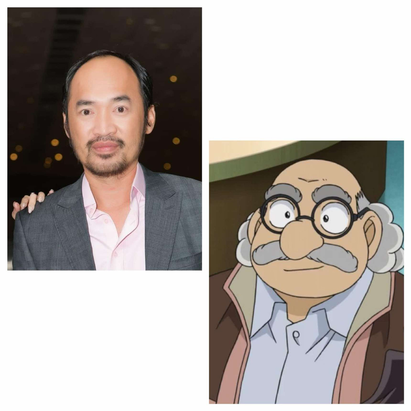 Tiến Luật không thoát khỏi "tầm ngắm" của Neko Lê khi được đàn em chọn vào vai Tiến sĩ Agasa. Đây có lẽ là phiên bản "lệch nguyên tác" nhất về thân hình, nhưng lại đúng về khoản mái tóc. Tiến Luật không thoát khỏi "tầm ngắm" của Neko Lê khi được đàn em chọn vào vai Tiến sĩ Agasa. Đây có lẽ là phiên bản "lệch nguyên tác" nhất về thân hình, nhưng lại đúng về khoản mái tóc.