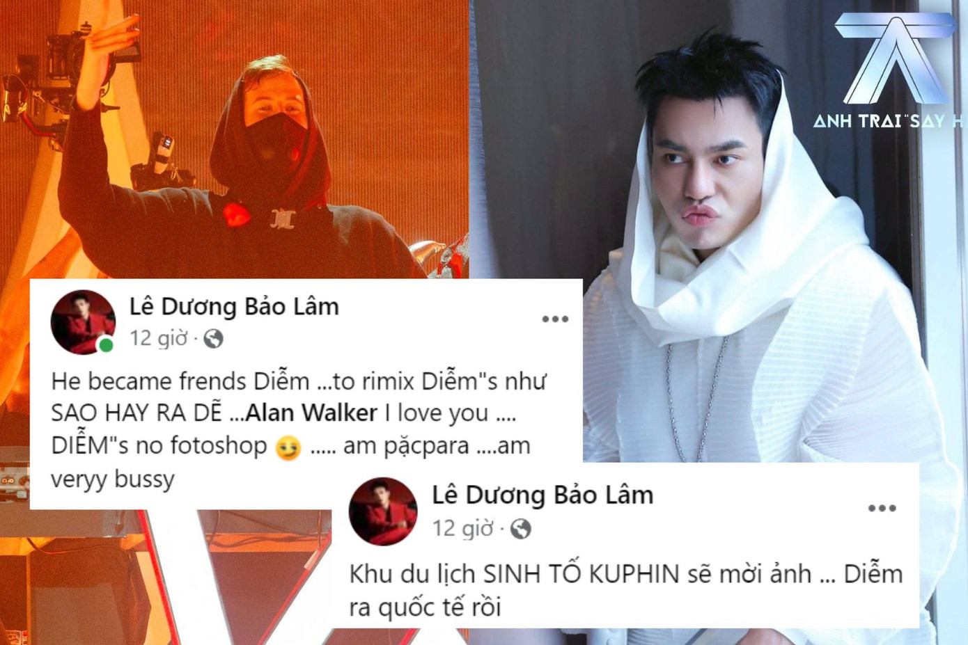 Dương Lâm nhân cơ hội mời Alan Walker remix ca khúc Sao Hay Ra Dẻ và cho biết: "Khu du lịch sinh tố Kuphin sẽ mời Alan Walker". Dương Lâm nhân cơ hội mời Alan Walker remix ca khúc Sao Hay Ra Dẻ và cho biết: "Khu du lịch sinh tố Kuphin sẽ mời Alan Walker".