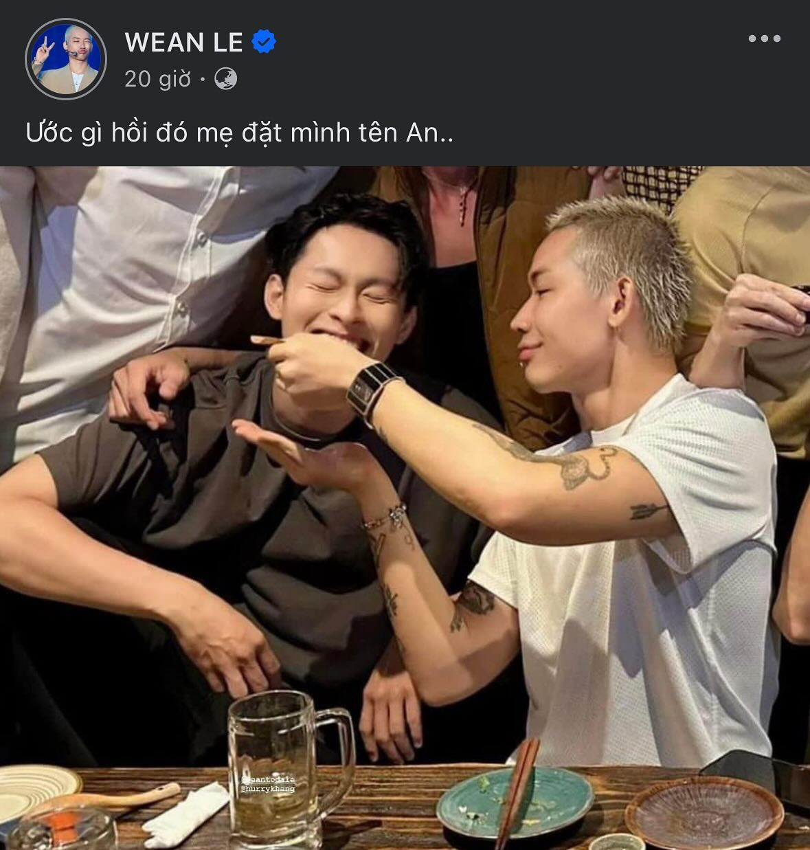 WEAN thường xuyên công khai bày tỏ tình cảm dành cho HURRYKNG trên mạng xã hội.