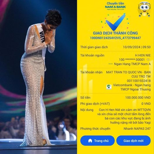 Hoa hậu H&apos;Hen Niê san sẻ cùng bà con các khu vực bị ảnh hưởng bởi bão.