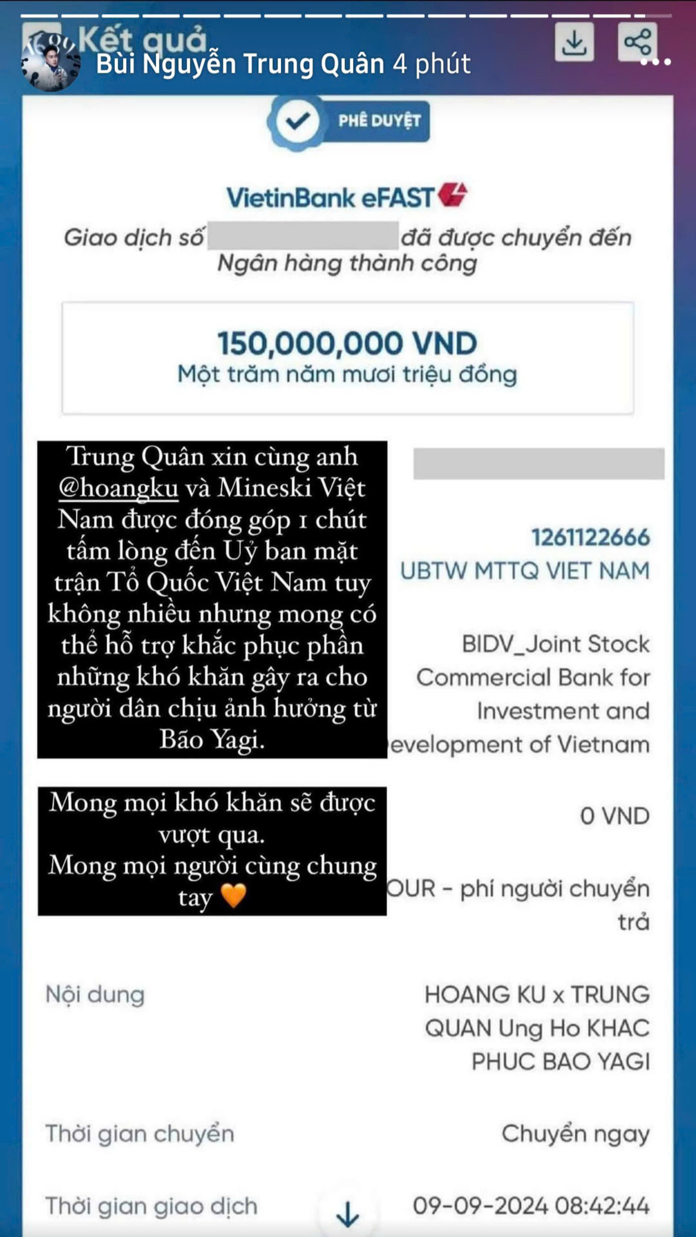 Ca sĩ Trung Quân, stylist Hoàng Ku hỗ trợ một phần nhỏ phụ giúp bà con khắc phục hậu quả do bão Yagi gây ra. Ca sĩ Trung Quân, stylist Hoàng Ku hỗ trợ một phần nhỏ phụ giúp bà con khắc phục hậu quả do bão Yagi gây ra.