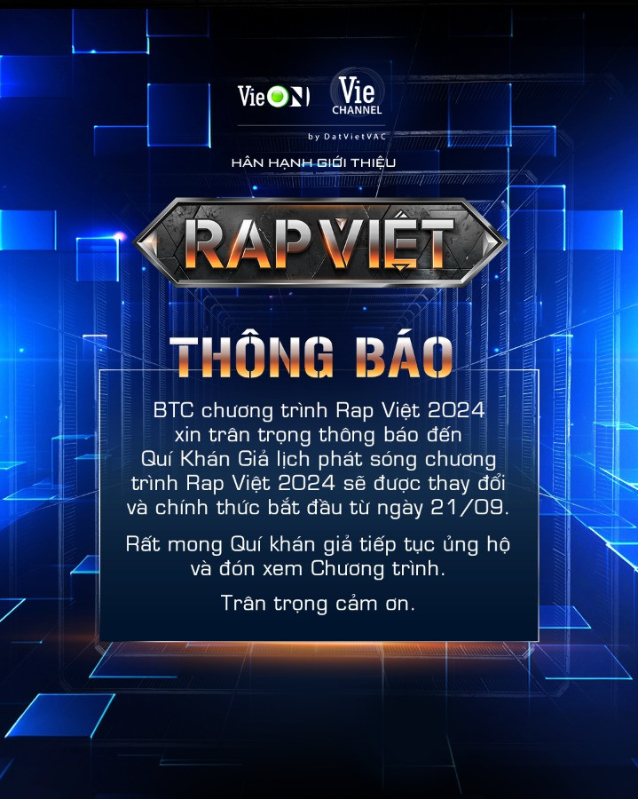Tập 1 Rap Việt 2024 sẽ được lên sóng từ 21/9. Tập 1 Rap Việt 2024 sẽ được lên sóng từ 21/9.