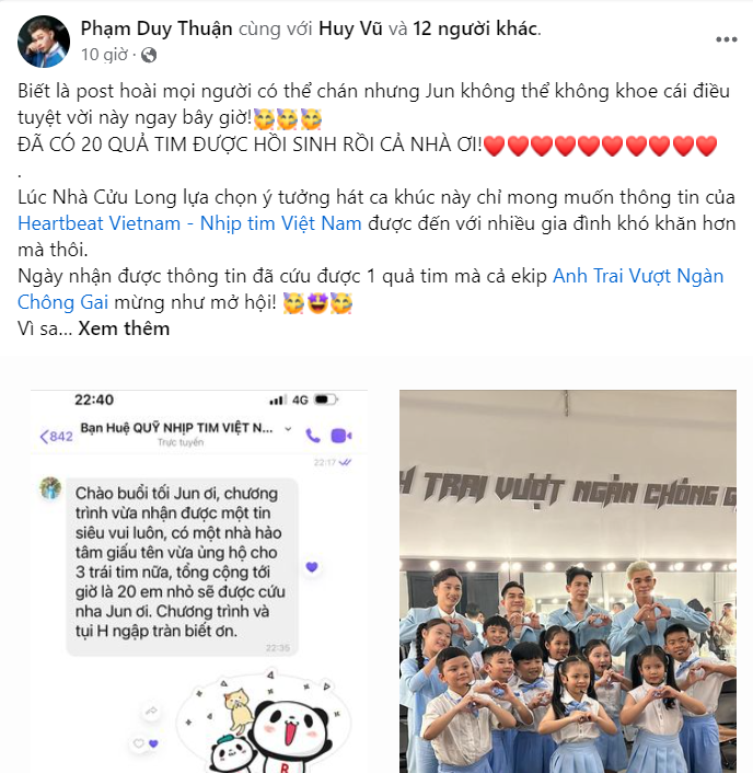 Sau gần 1 tháng ca khúc Nếu Một Mai Tôi Bay Lên Trời lên sóng, Jun Phạm cho biết hiện đã nhận được 20 quả tim cho em.