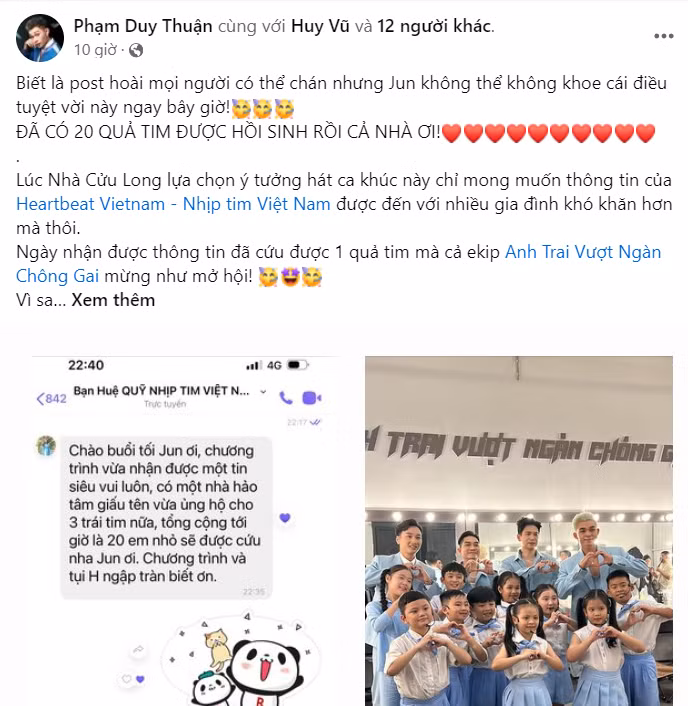 Sau gần 1 tháng ca khúc Nếu Một Mai Tôi Bay Lên Trời lên sóng, Jun Phạm cho biết hiện đã nhận được 20 quả tim cho em.
