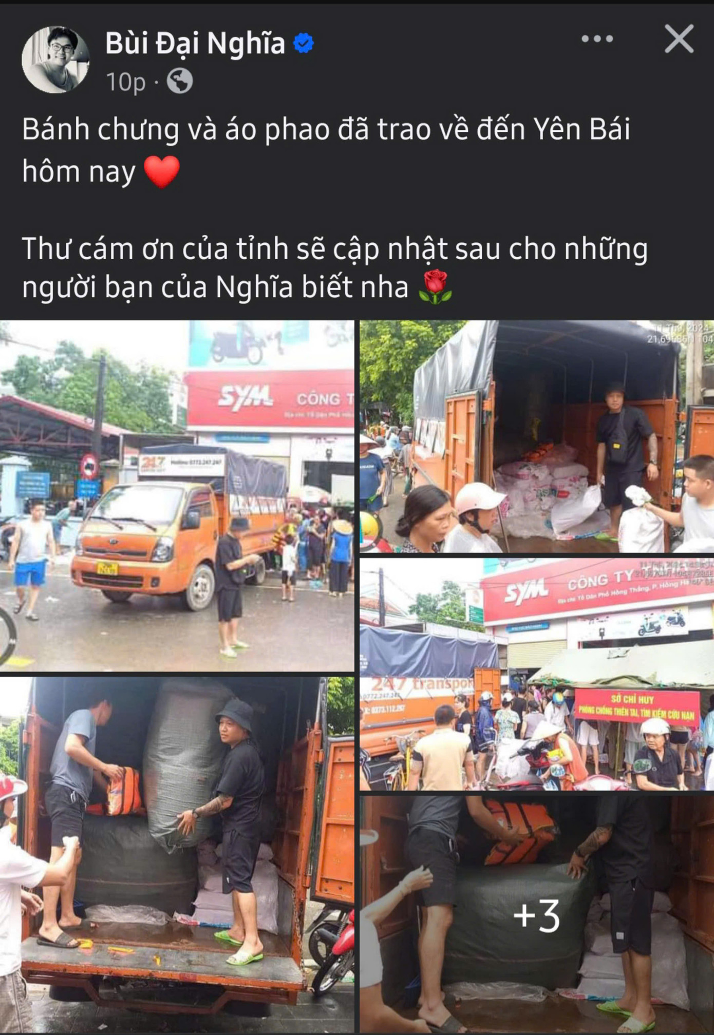 Chuyến xe cứu trợ đã mang bánh chưng đến với người dân Yên Bái, Bắc Giang, Lạng Sơn.