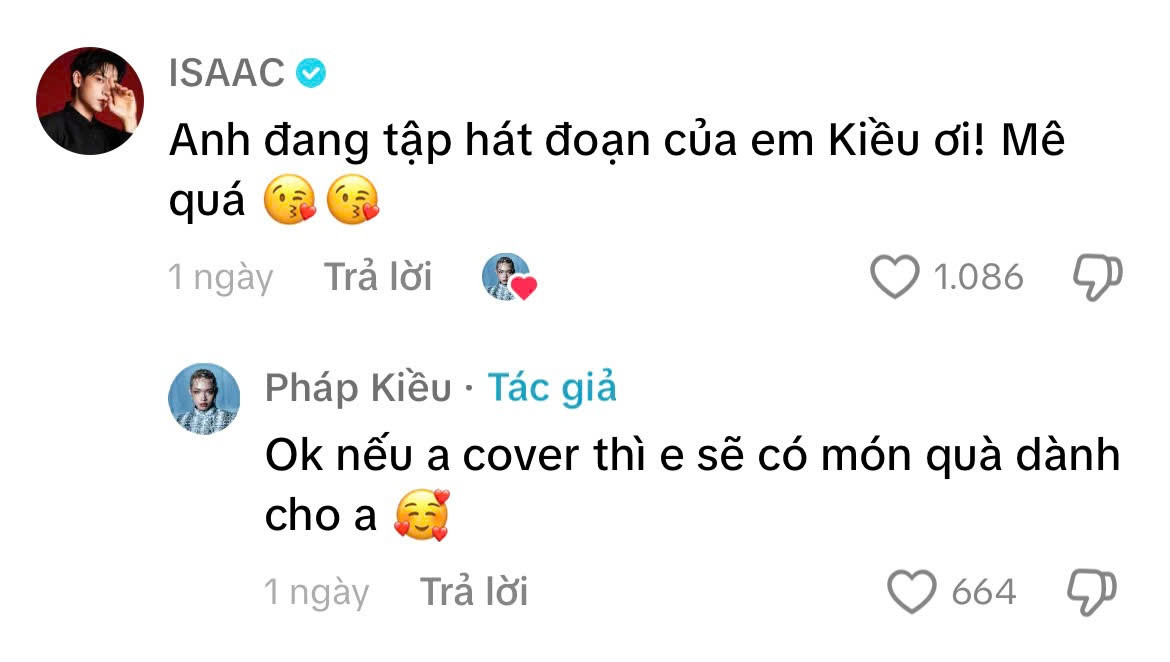 ISAAC bày tỏ sự yêu thích với màn trình diễn của Pháp Kiều.