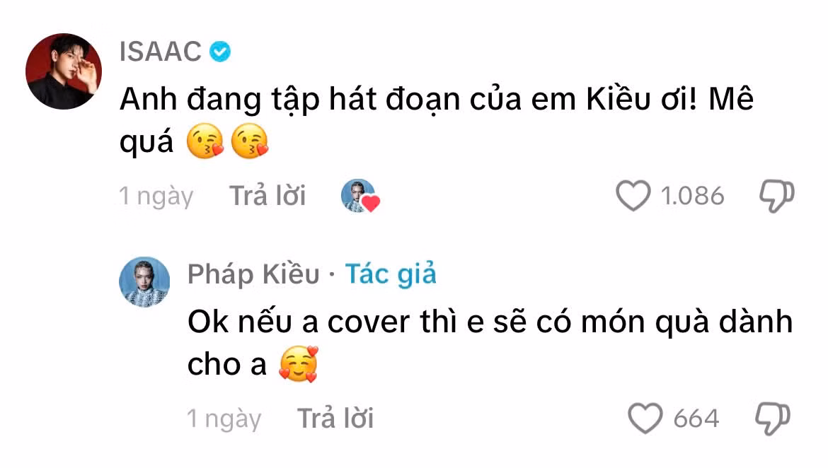 ISAAC bày tỏ sự yêu thích với màn trình diễn của Pháp Kiều.