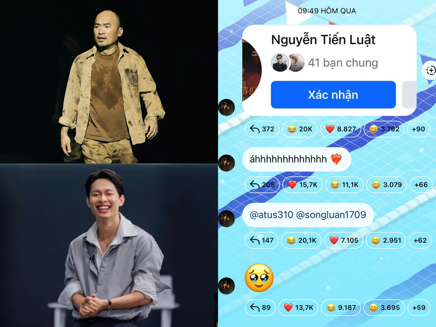 “Anh tài” Tiến Luật nhấn nút kết bạn với HURRYKNG khiến nam rapper vô cùng phấn khích. “Anh tài” Tiến Luật nhấn nút kết bạn với HURRYKNG khiến nam rapper vô cùng phấn khích.